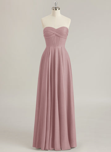 A-line Sweetheart Floor-Length Jersey Prom Dresses With Pleated